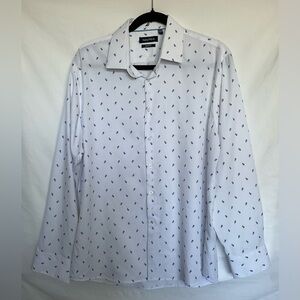 Nautica Blue and White Dress Shirt with Classic Collar